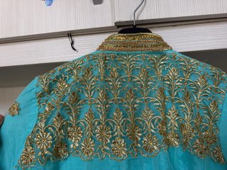 Splendido abito stile anarkali turchese