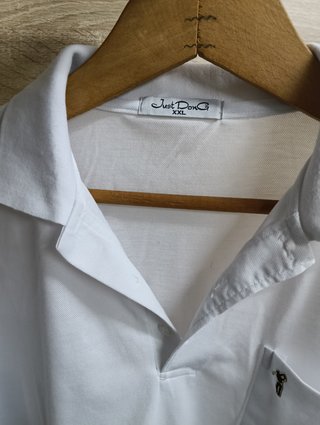 Polo Blanco Just Don G Talla XXL con Bolsillo