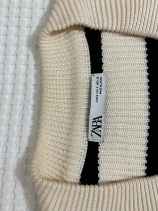 Chaleco de punto Zara rayas beige y negro