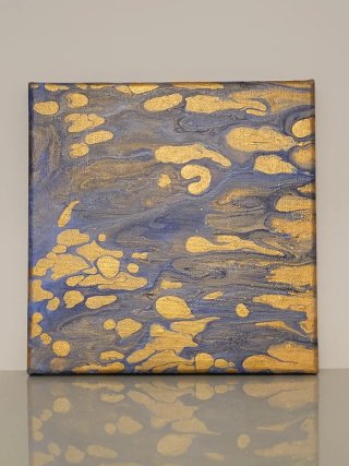 Quadro astratto blu e oro