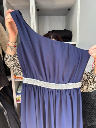 Vestido azul marino para boda echo a mano talla S