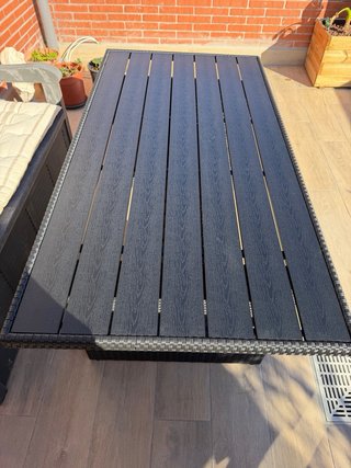 Tavolo da giardino in rattan nero NUOVO, con imballaggio
