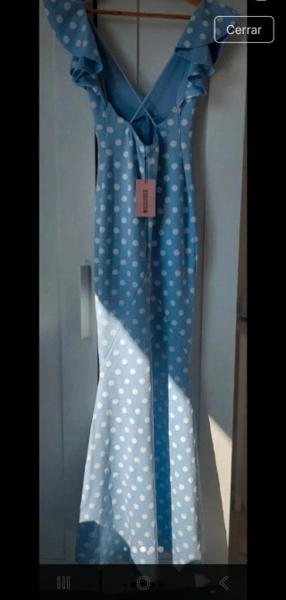 Vestido ASOS lunares celeste y blanco T.XS