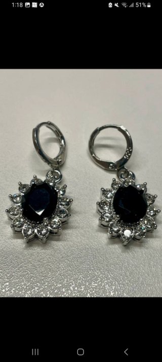 Pendientes Plata con Piedra Negra