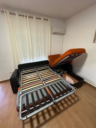 Sofá Cama Chaise Longue Negro y Naranja