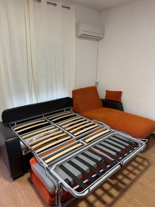 Sofá Cama Chaise Longue Negro y Naranja
