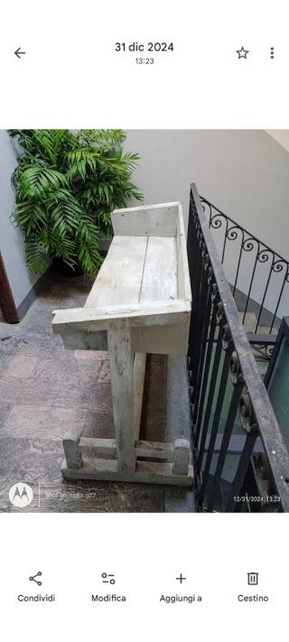 Consolle vintage legno e vimini