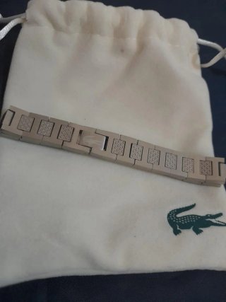 Pulsera Lacoste Plata y Blanco