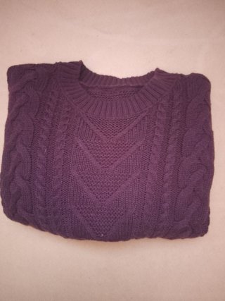 Maglione Terranova viola lavorazione trecce