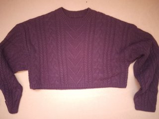 Maglione Terranova viola lavorazione trecce