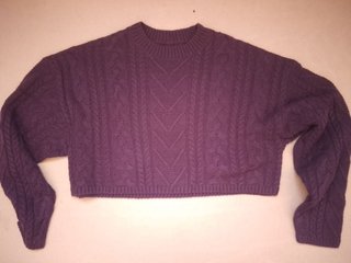 Maglione Terranova viola lavorazione trecce