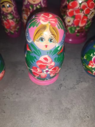 Juego 10 Matrioskas Rusas antiguas Pintadas a mano