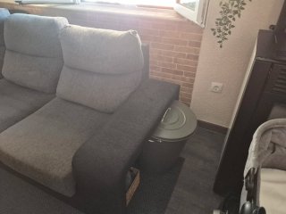 Sofá chaise longue tela gris y negro