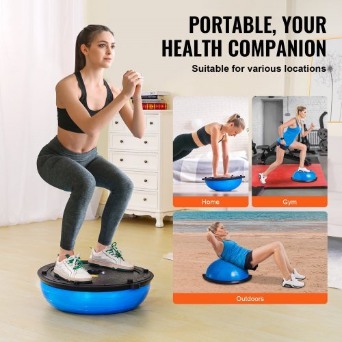 Treinador de Bola de Equilíbrio de 23 Polegadas, Bola de Estabilidade com Capacidade de 660 lbs, Bola de Yoga com Bandas de Resistência e Bomba de Pé