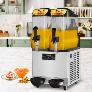 Máquina de Slushie Comercial, 2 x 12L / 3.2 Gal Doble Tazón, Salida de 48 Tazas, 220V 950W Fabricante de Bebidas Congeladas de Margarita y Smoothie de Acero Inoxidable, Máquina de Slushie para Fie...