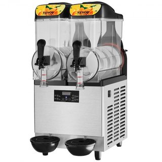 Máquina de Slushie Comercial, 2 x 12L / 3.2 Gal Doble Tazón, Salida de 48 Tazas, 220V 950W Fabricante de Bebidas Congeladas de Margarita y Smoothie de Acero Inoxidable, Máquina de Slushie para Fie...