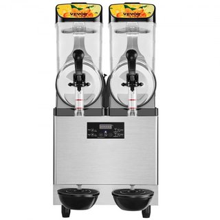 Máquina de Slushie Comercial, 2 x 12L / 3.2 Gal Doble Tazón, Salida de 48 Tazas, 220V 950W Fabricante de Bebidas Congeladas de Margarita y Smoothie de Acero Inoxidable, Máquina de Slushie para Fie...