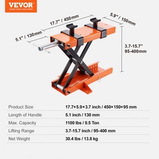 Soporte de Elevación de Motocicleta Tipo Tijera 499.5 kg con Caballete Elevador ATV para Motocicletas de Tierra
