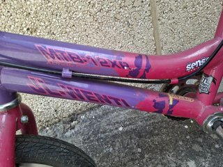 Bicicleta infantil morada y rosa
