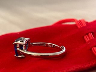 Anello Cuore Blu Argento 925 Regolabile