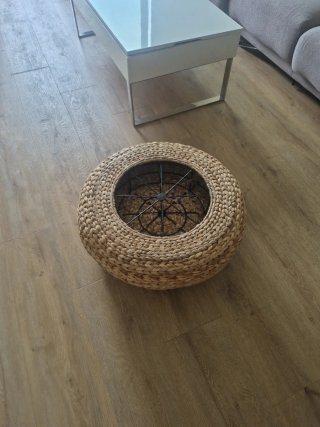 Puf redondo mimbre Ikea