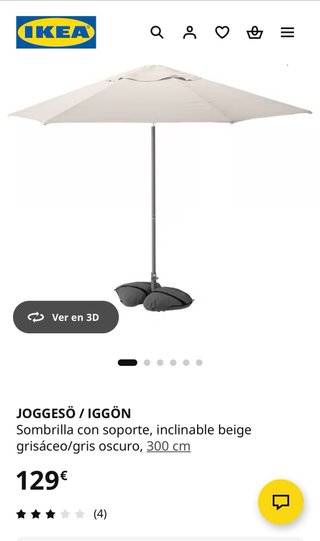 Sombrilla Ikea JOGGESÖ / IGGÖN Beige/Gris