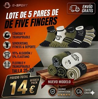 LOTE 5 PARES CALCETINES FIVE FINGERS 35-39