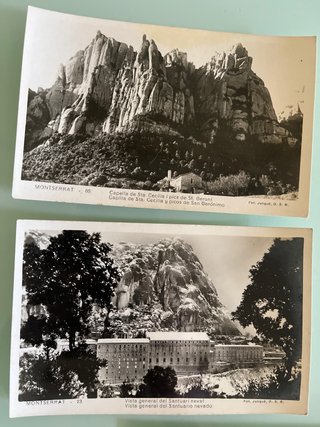 12 Postales Antiguas: Montserrat y Barcelona