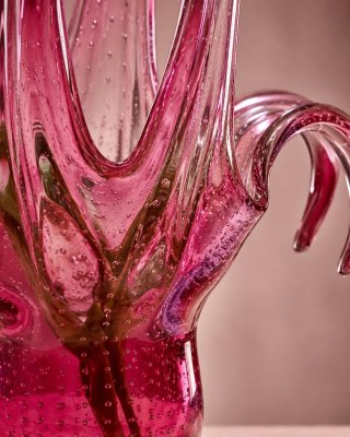 Centrotavola in vetro rosa Murano scintillante
