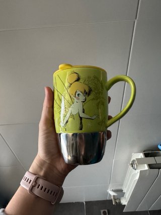 Taza Tinkerbell Verde y Plateada
