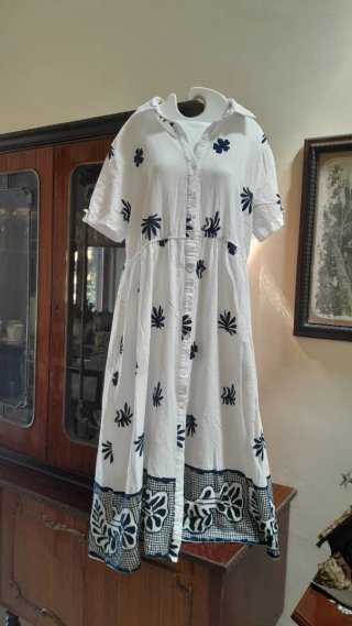 Vestito estivo cotone bianco e blu