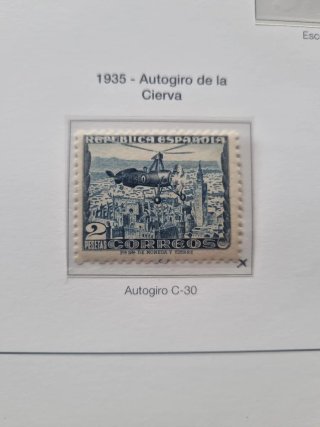 Sello 1935 Autogiro de la Cierva 2 Pesetas