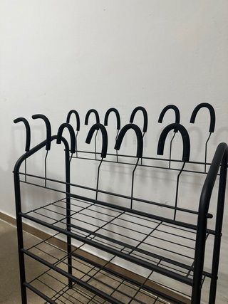Zapatero Negro Metálico 4 Niveles