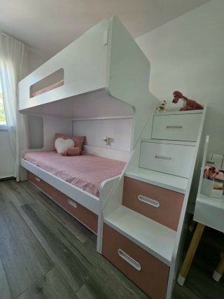 Cama litera mas escaleras de cajones