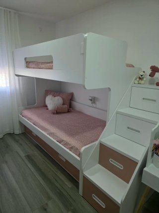 Cama litera mas escaleras de cajones