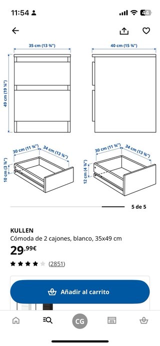 2 Mesitas KULLEN Ikea Blancas