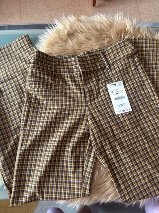 Pantalones a cuadros Bota ancha Zara Talla S/M 28