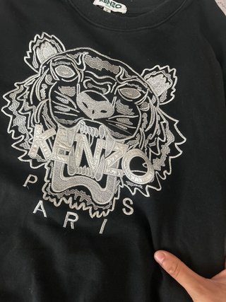 Sudadera Kenzo Negra con Tigre Bordado