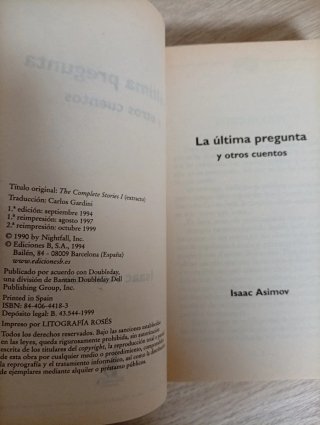 La Ultima Pregunta y Otros Cuentos, Isaac Asimov.
