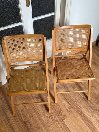2 Sillas Plegables Mid Century Ratán