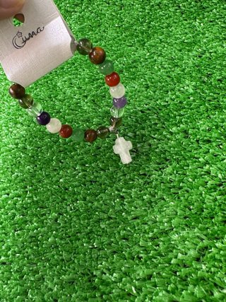 Pulsera Cruz Piedras Multicolor