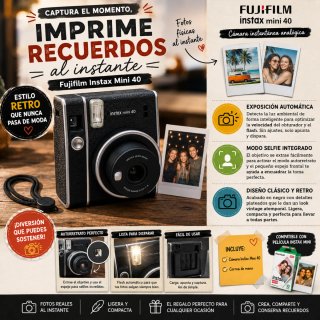 Fujifilm Instax Mini 40 Cámara Instantánea Negra