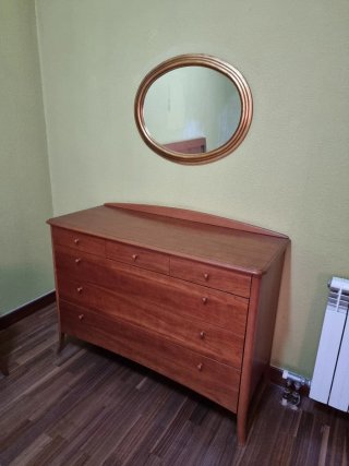 Cabecero + 2 mesillas + Cómoda madera maciza
