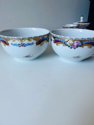 Coppia Tazze Porcellana Limoges Floreale