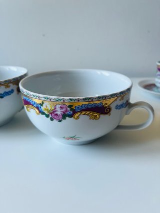 Coppia Tazze Porcellana Limoges Floreale