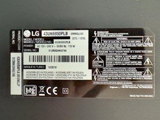 LG 43 TV 4K HDR+ 10
