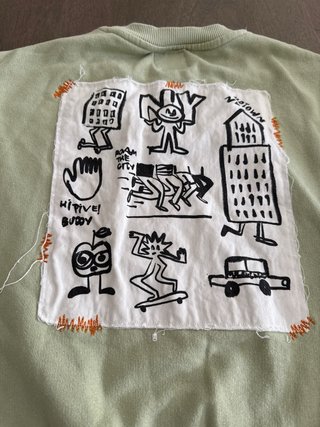 Sudadera Zara niño verde con parche talla 11/12