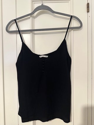 Top Stradivarius negro botones M
