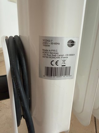 Radiador Aceite Equation 1500W Blanco