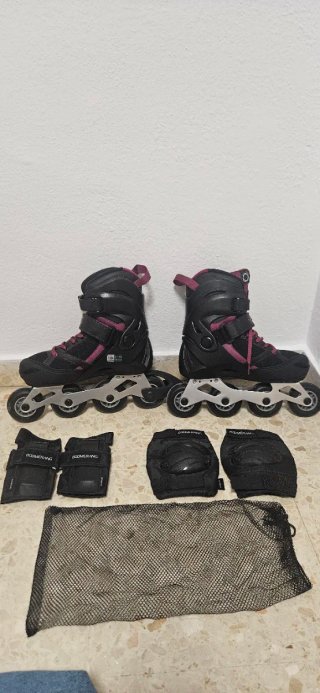 Patines en línea Oxelo + protecciones + bolsa